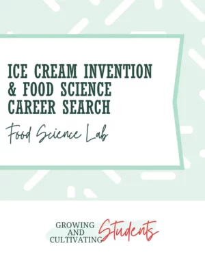A background of ice cream sprinkles with text reading "Ice cream invention and food science career search - food science lab"