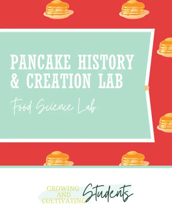 Text reading pancake history and creation lab